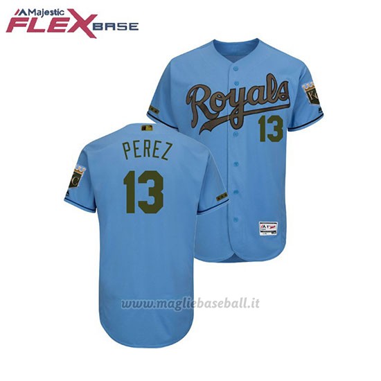Maglia Baseball Uomo Toronto Blue Jays Salvador Perez 2018 Dia de los Caidos Flex Base Blu